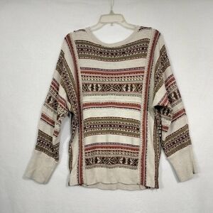 Chaps Cream Sweater with Multicolor Stripes